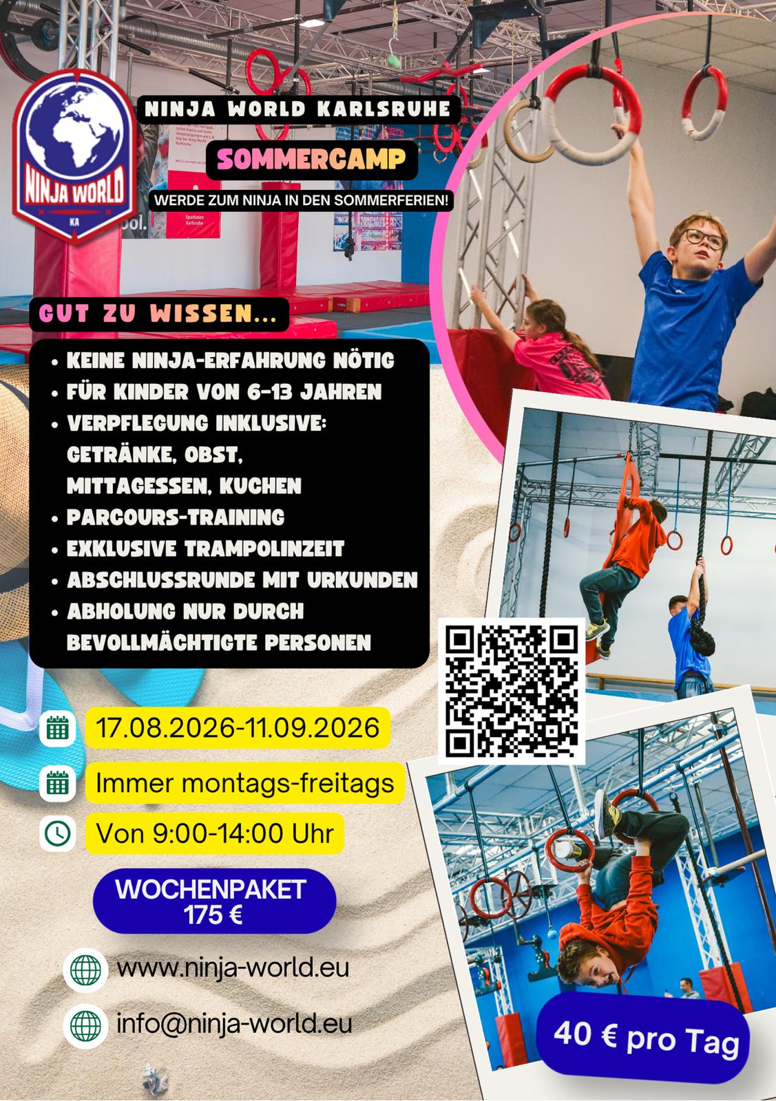 Sommercamp 2026 Action in der Ninja World Karlsruhe
